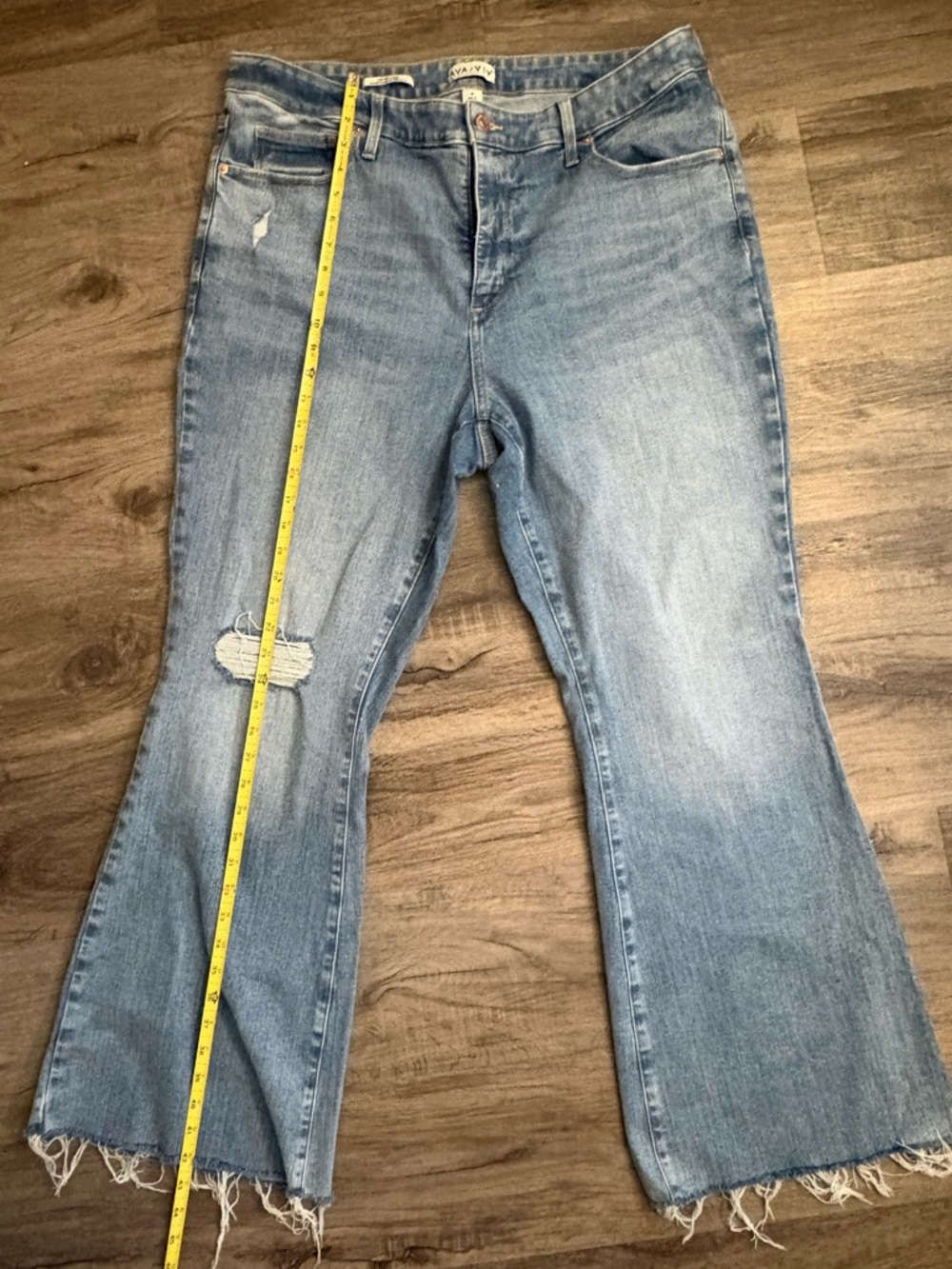 Ava & Viv Light Blue Distressed Women's Flare Jeans - Brand: